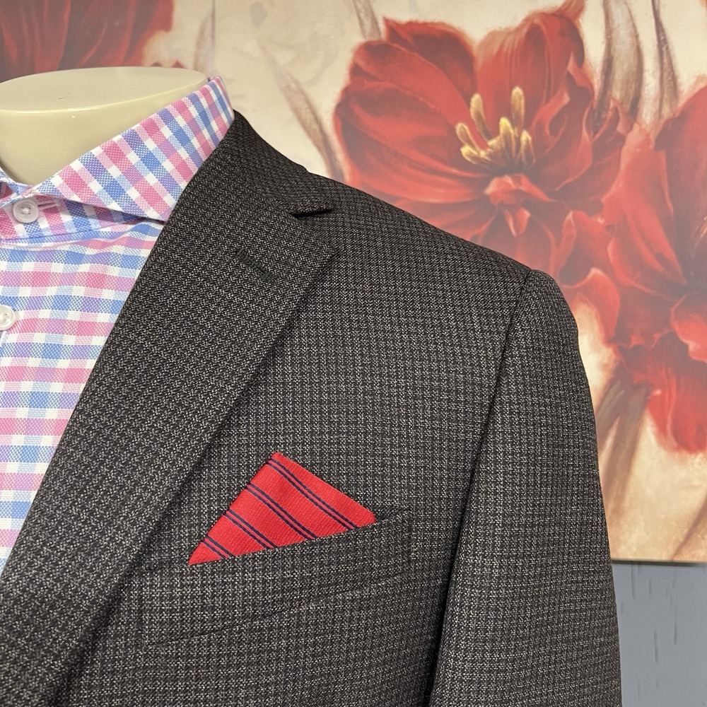 Pronto Uomo Blazer Sport Coat Men 40S Short Executive Fit Wool Brown Check - Picture 4 of 12
